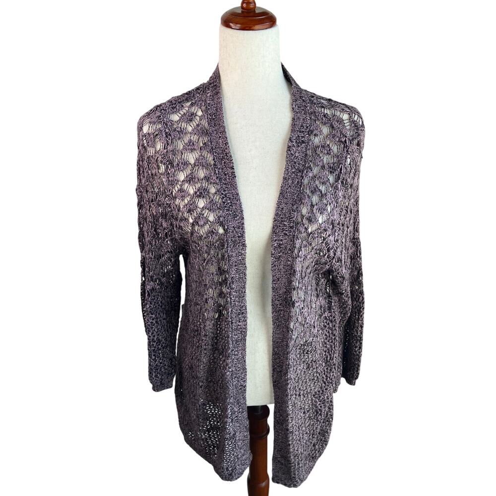 Maurices Mauve Marled Open Knit Longline Cardigan Size 1